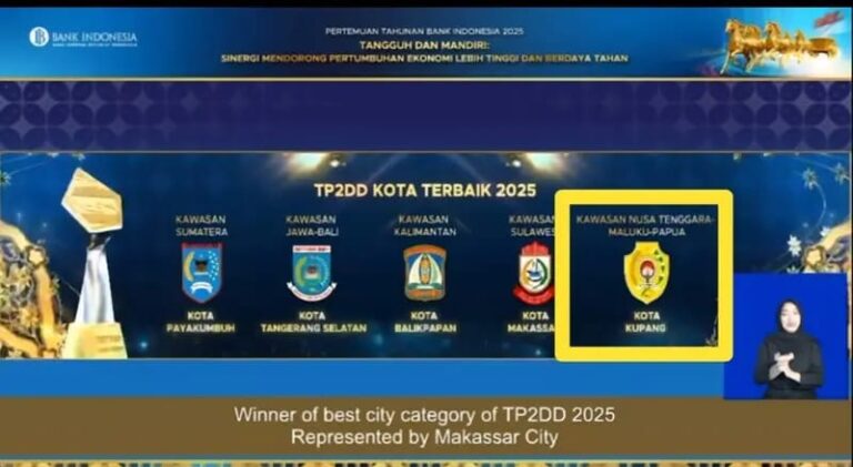 Kota Kupang Ukir Prestasi, Raih TP2DD Awards dari Presiden Prabowo Subianto